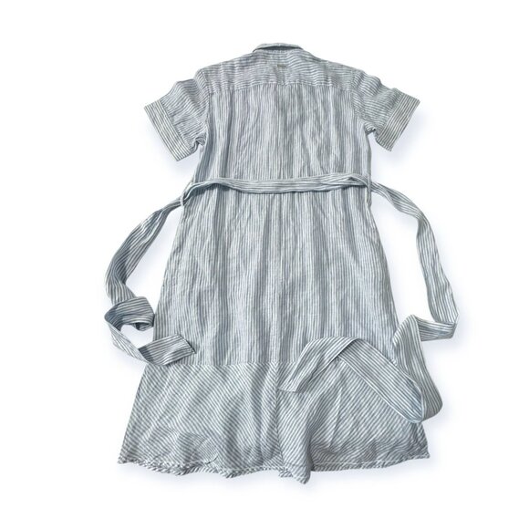 SAINT JAMES Christina Linen Striped Shirt Dress, Blue/white, Size 8 US/40 FR(EU) - Picture 7 of 16